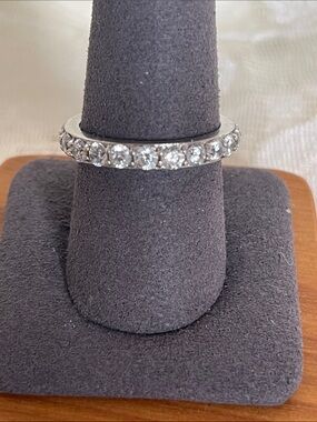 Brilliant Sterling Silver Crystal Eternity Ring - White Stones